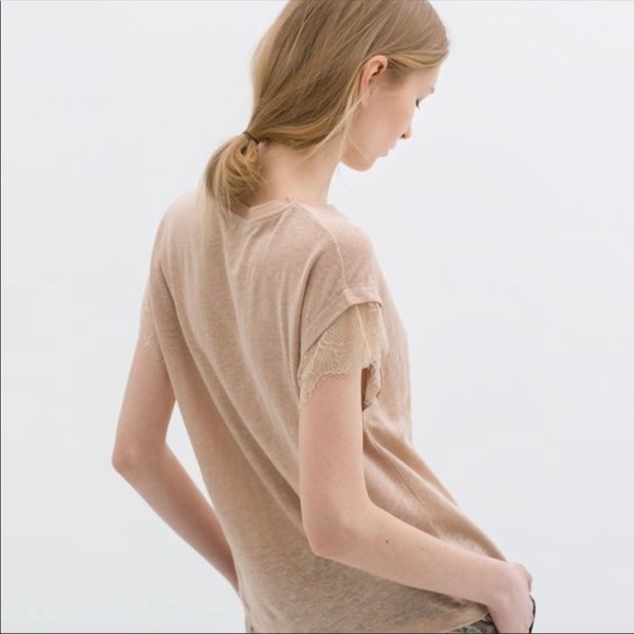 ZARA Blush Lace Trim Top - Picture 2 of 8